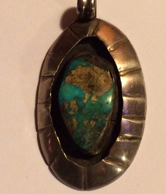 Vintage Native American Handmade Silver & Turquoi… - image 1