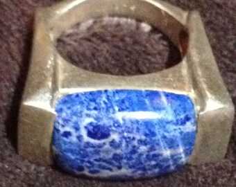 Large Vintage Sterling Silver & Sodalite Ring