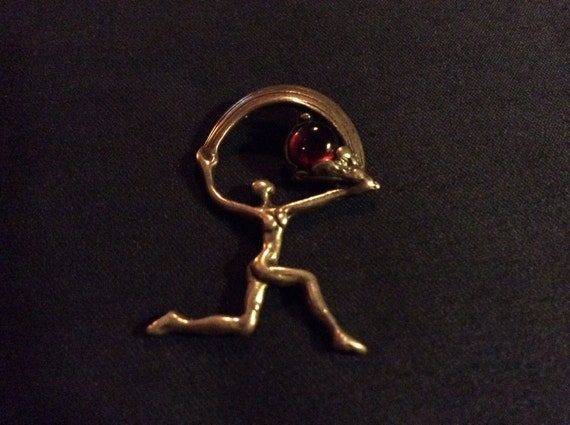 Vintage Sterling Silver Running Woman with Banner… - image 4