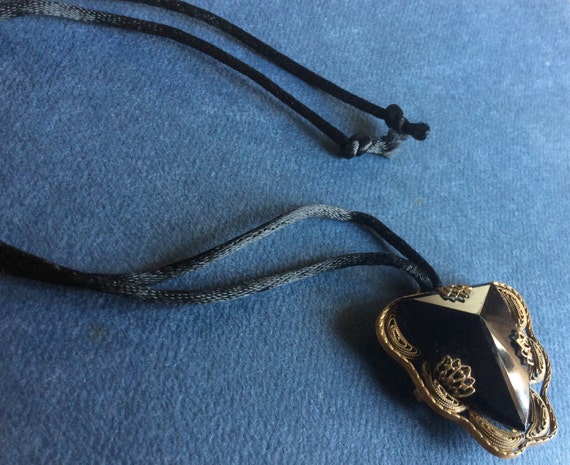 Antique Victorian Necklace on Black Cord - image 1
