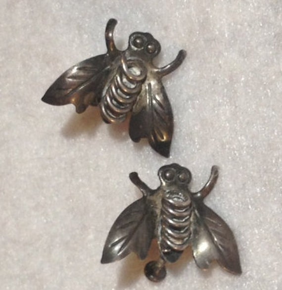 Sterling Silver Figural Vintage Bee Earrings