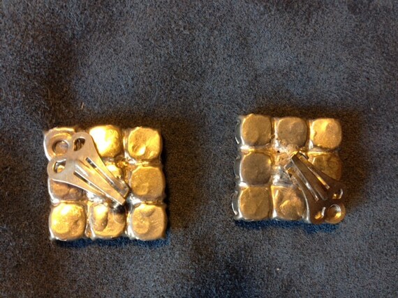 Vintage Rhinestone Earrings, 1-inch Square - image 4