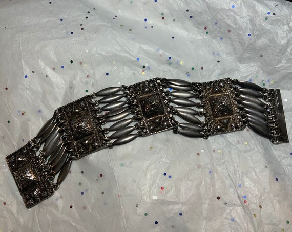 Mid Century Handmade Mexico Silver Multi Link Bra… - image 3