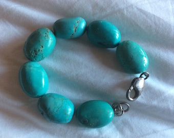 Southwestern Vintage Stabilized Turquoise Bead Bracelet