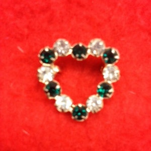 Vintage Rhinestone Heart Brooch Pin