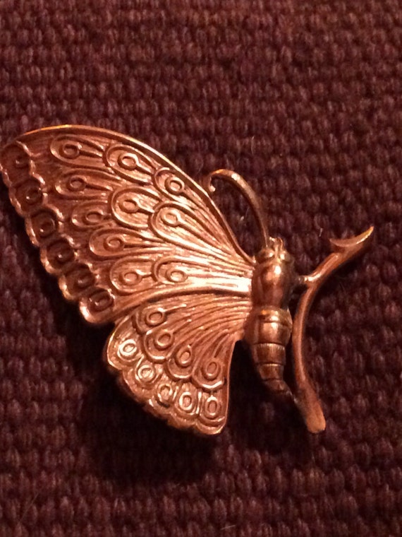 Beautiful Vintage Gold Filled Butterfly on a Branc