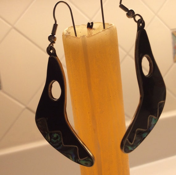 Dramatic Vintage Handmade Mexico Abalone and Silv… - image 3