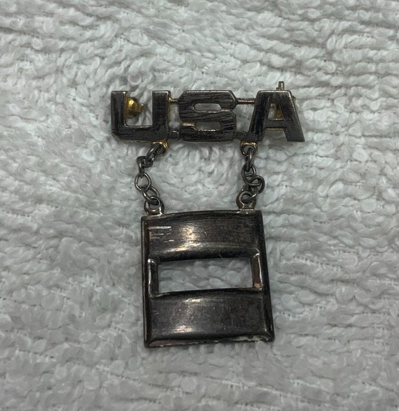 Vintage Sterling Silver U. S. A. Pin Badge and Me… - image 5