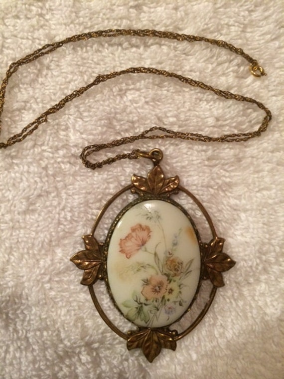 Sale - Antique Hand Painted Floral Porcelain Penda