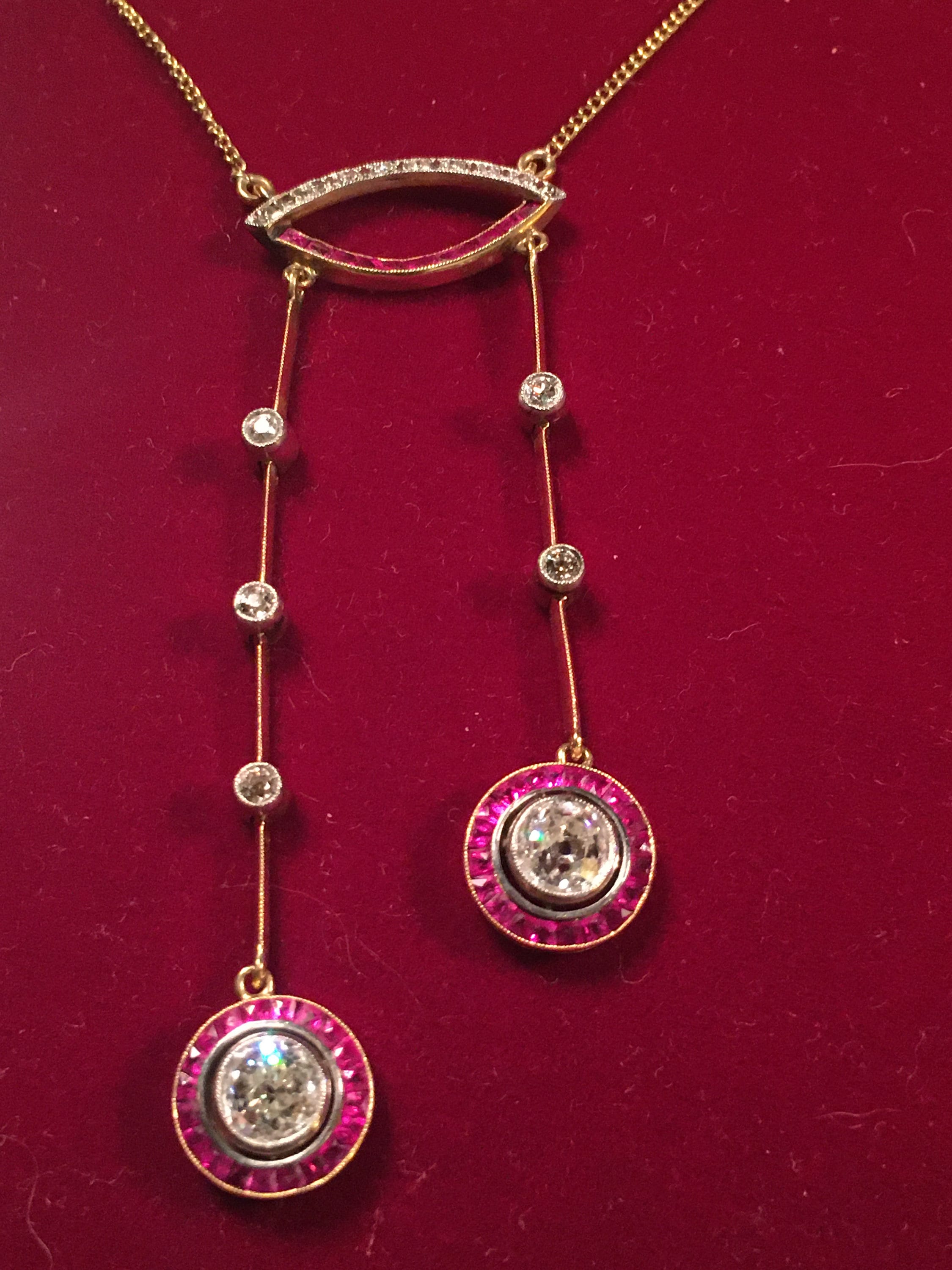 Sale Antique Art Deco Diamond & Ruby Lavaliere Necklace - Etsy