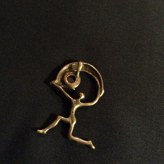 Vintage Sterling Silver Running Woman with Banner… - image 5