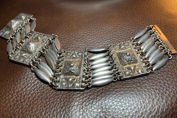 Mid Century Handmade Mexico Silver Multi Link Bra… - image 6