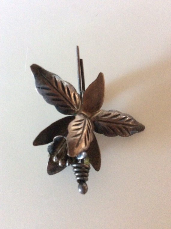 Signed Handmade Sterling Silver Orchid Pin Brooch