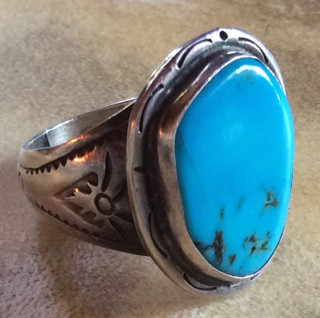 navajo sjb 専用　月曜日 Size 11 1/4 Native American Navajo Turquoise & Sterling Silver - Etsy