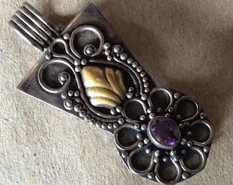 Vintage Sterling Silver Tribal Pendant Marked 925