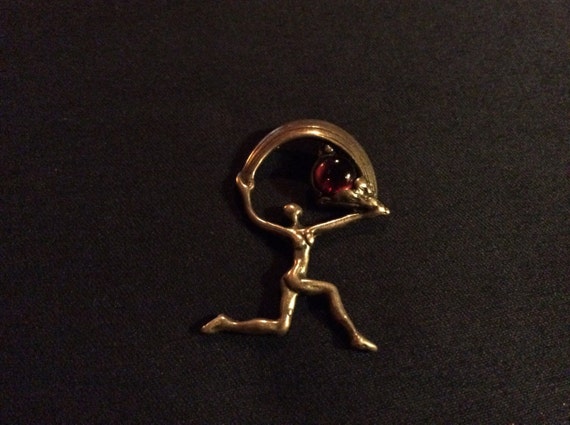 Vintage Sterling Silver Running Woman with Banner… - image 2