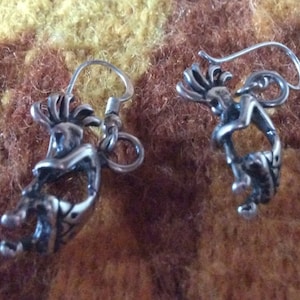 Vintage Sterling Silver 3 D Kokopelli Earrings