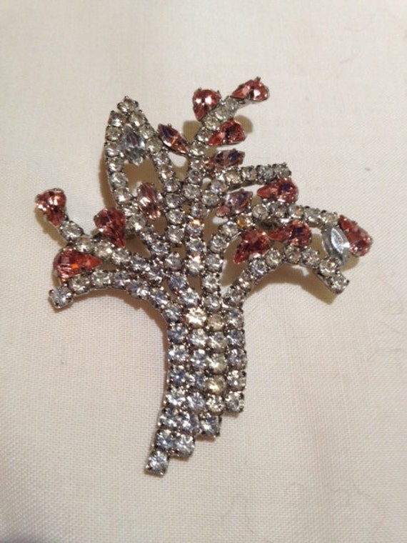 Sale - Large Vintage Rhinestone Brooch Pin - image 1