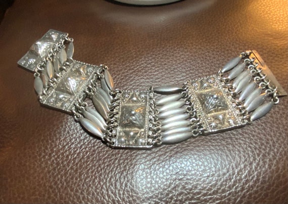 Mid Century Handmade Mexico Silver Multi Link Bra… - image 1