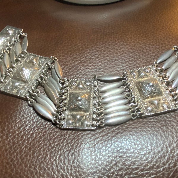 Mid Century Handmade Mexico Silver Multi Link Bracelet