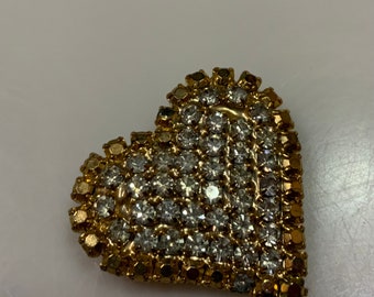 Vintage Rhinestone Heart Brooch Pin