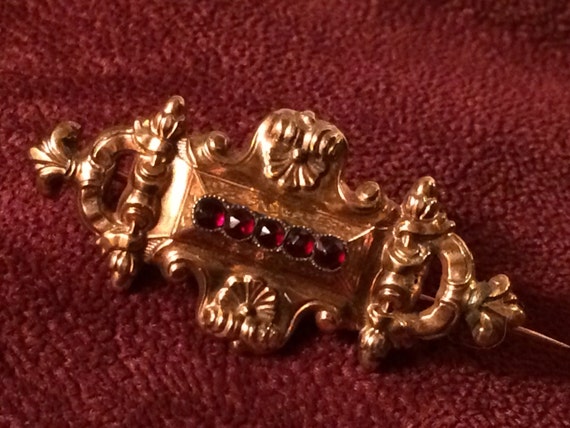 Stunning Antique 14k Gold & Old Garnet Victorian … - image 5