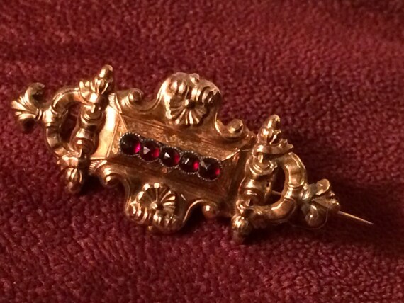 Stunning Antique 14k Gold & Old Garnet Victorian … - image 4