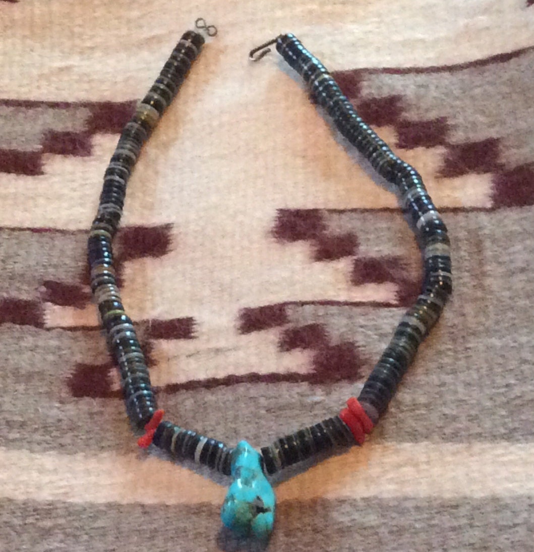 Vintage Turquoise Coral & Heishi Necklace - Etsy