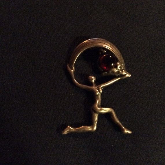 Vintage Sterling Silver Running Woman with Banner… - image 3