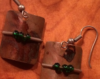 Handmade Copper Earrings of Pierced Ears