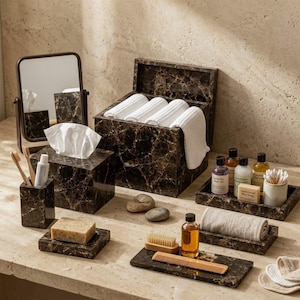 Luxury Marble Cotton Jar Bathroom Set Aromatherapy Diffuser Decor