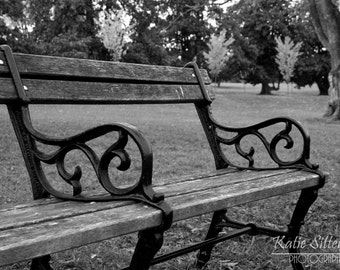 Park Bench Photo Art, Black and White Photo, Framed Photography Option,  Christmas Gift, Gift for Him, Gift for Her