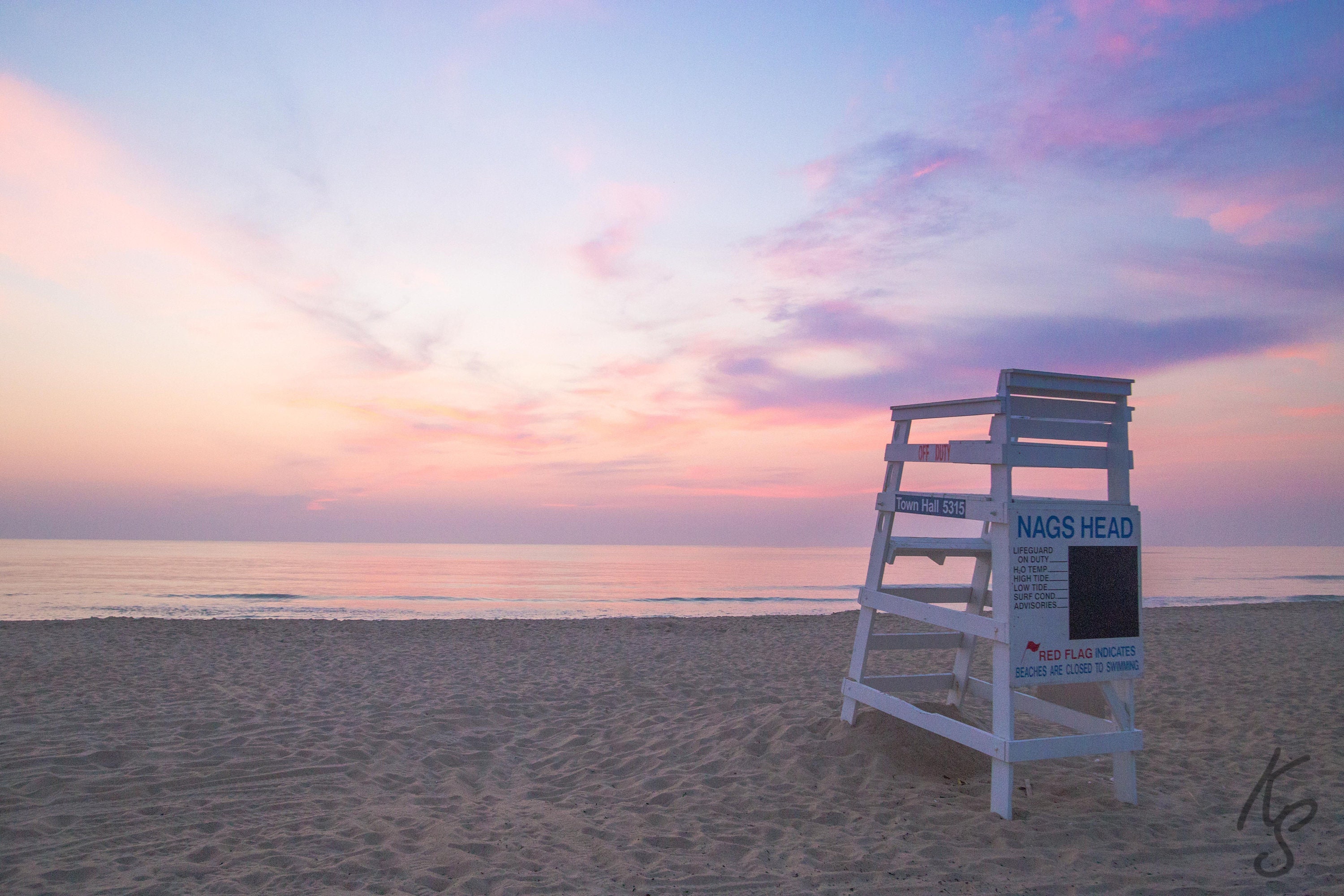 Nags Head Nc Lifeguard Chair Beach Print Obx Beach Summer Etsy