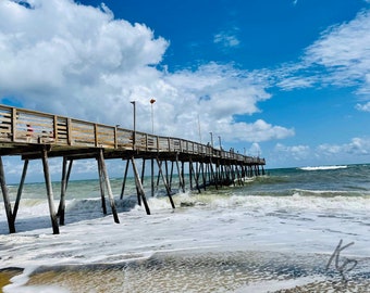 Avalon Fishing Pier Ocean View, Beach Nags Head North Carolina, Fishing Pier, Coastal Beach Decor, Photo Art, Christmas Gift