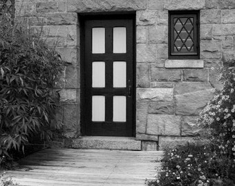 Door Garden Photo Art, Black and White Photo, Framed Photography Option,  Christmas Gift, Gift for Him, Gift for Her