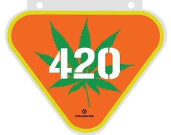 420 Cycle Tag - A colorful bicycle plate that mounts to seatpost or handlebars. Be seen on your bicycle!