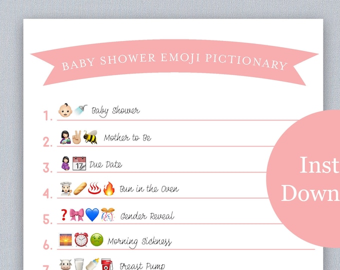 Baby Shower / Pregnancy Emoji Pictionary Baby Shower Game Instant