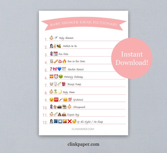 Baby Shower Emoji Pictionary Free Printable