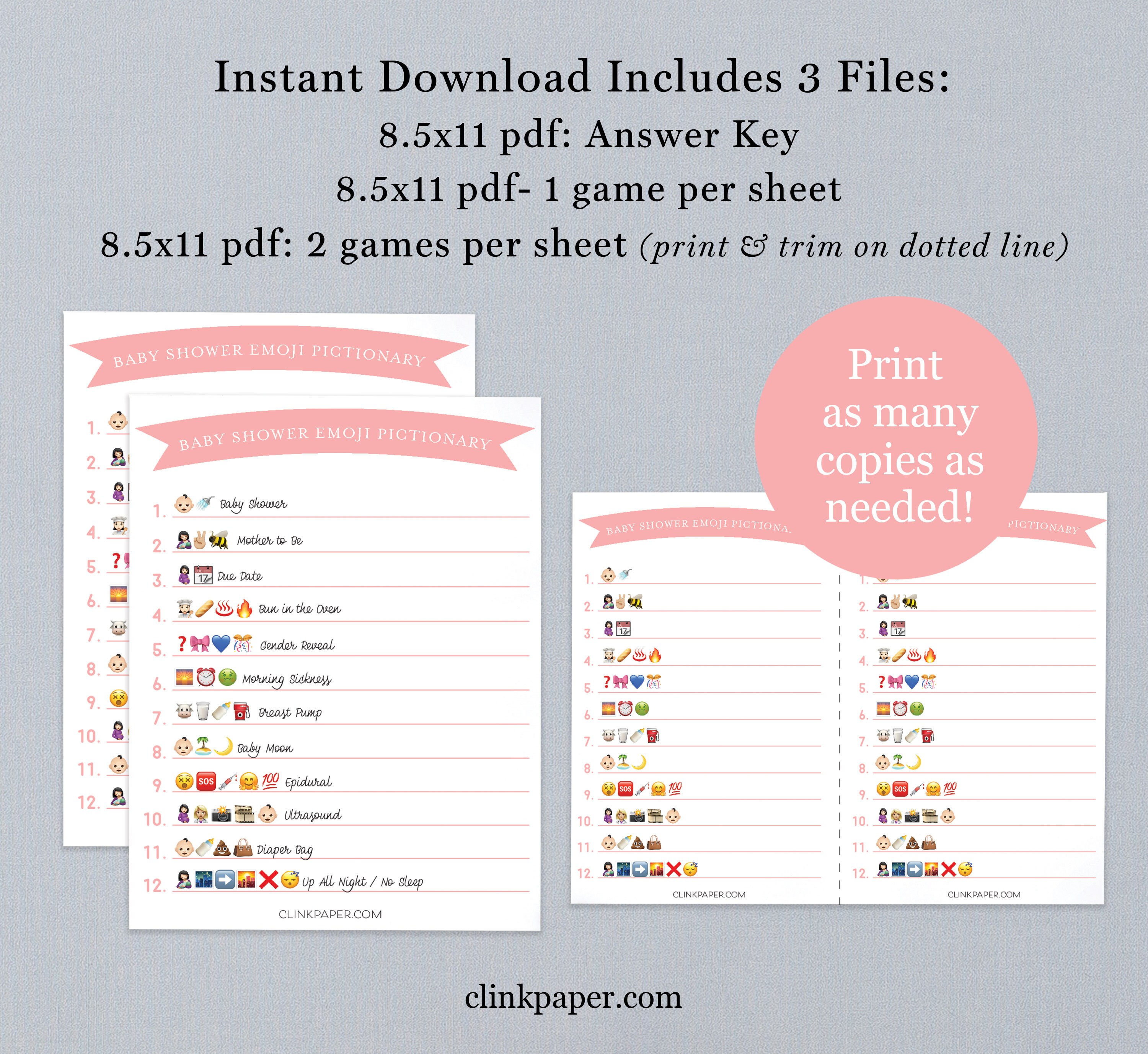 Baby Shower / Pregnancy Emoji Pictionary Baby Shower Game Instant