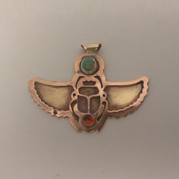 Scarab Pendant with Turquoise and Amber