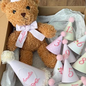 Månatlig milstolpe babyfotorekvisita set, 1-21 månaders födelsedagsfesthattar med plyschnalle, babyshowerpresent till första året