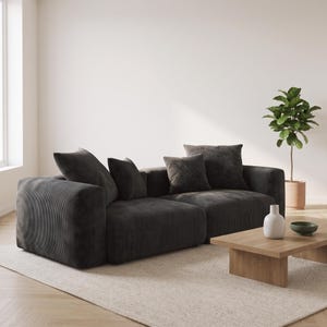 Lågprofilsoffa med djup sits, modulär soffa i manchester, 102 tums lounge-loveseat - tryffel