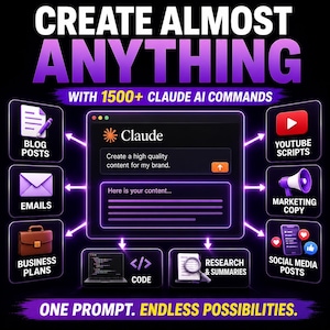 Claude AI Bundle, AI Command Codes, Claude Prompts, AI Prompt Bundle, Copy Paste AI, Claude Commands, AI Productivity, AI Writing Tool, Prompt Library, AI Marketing, Claude Toolkit, Digital Download, AI Prompt Pack