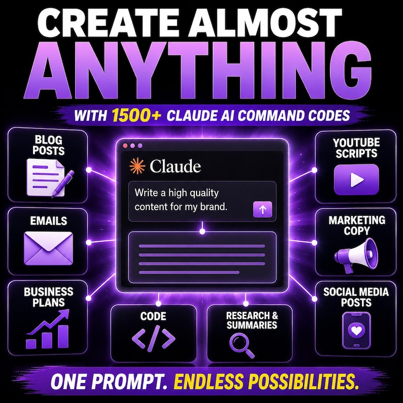 Claude AI Bundle, AI Command Codes, Claude Prompts, AI Prompt Bundle, Copy Paste AI, Claude Commands, AI Productivity, AI Writing Tool, Prompt Library, AI Marketing, Claude Toolkit, Digital Download, AI Prompt Pack