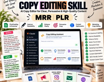 Claude AI Copy Editing Skill for Proofreading Marketing Copywriting Content Improvement and AI Writing Enhancement, MRR plr Digital Download