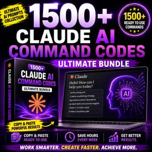 Claude AI Bundle, AI Command Codes, Claude Prompts, AI Prompt Bundle, Copy Paste AI, Claude Commands, AI Productivity, AI Writing Tool, Prompt Library, AI Marketing, Claude Toolkit, Digital Download, AI Prompt Pack