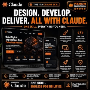 May include: A digital marketing graphic featuring a laptop and smartphone displaying a website with the text "Build Digital Experiences That Drive Real Results" and "We Build Digital Solutions That Scale" in orange and white on a black background.