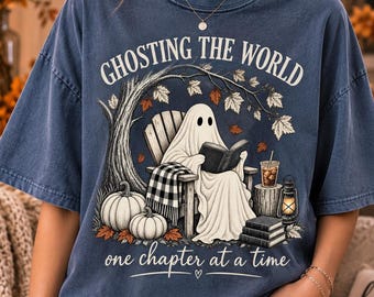 Reading Ghost PNG, Book Club Autumn Quote, Book Lover Fans, Sublimation Shirt, Vintage Style