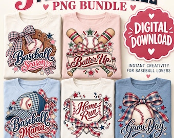 Preppy Baseball Mom PNG Bundle, Game Day Mama ,Plaid Sublimation Clipart, digital Download