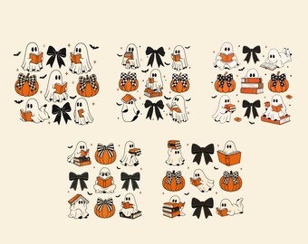 Reading Ghost PNG Bundle, Book Club Halloween , spooky season,Sublimation Shirt Design,hallowen png